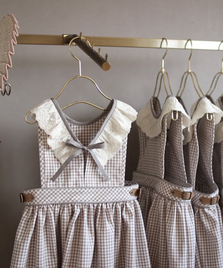 gingham check⚚apron one-piece