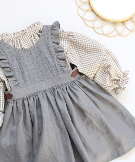 120/ gingham check tiered blouse