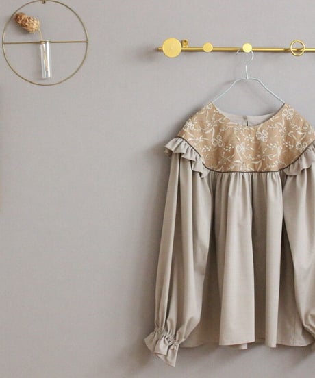Embroidery  round yoke blouse