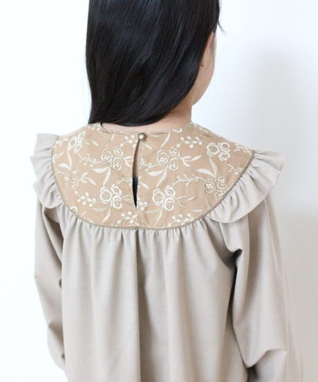 Embroidery round yoke  one-piece