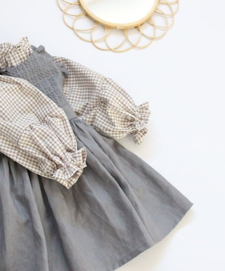 120/ gingham check tiered blouse