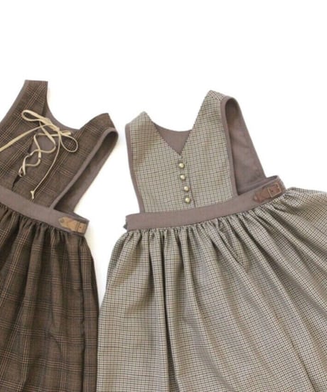 AW check/apron one-piece