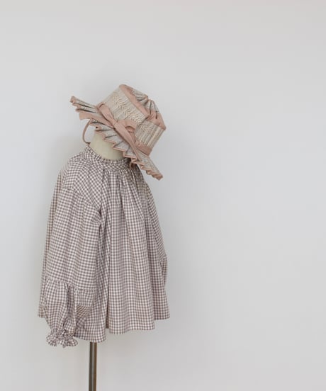 120/ gingham check tiered blouse
