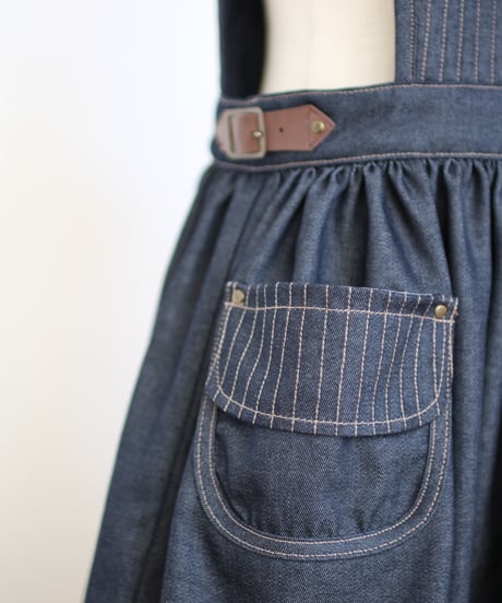 Indigo apron  one-piece