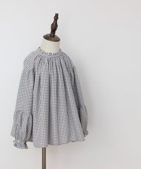 120/ gingham check tiered blouse
