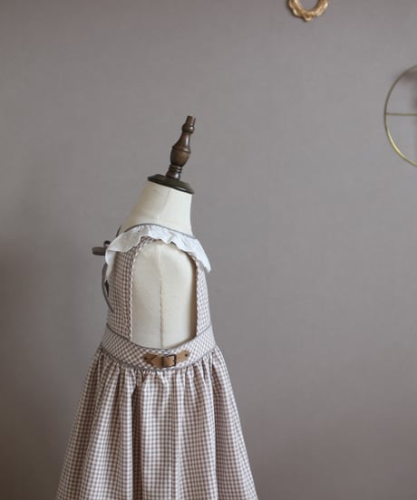 gingham check⚚apron one-piece