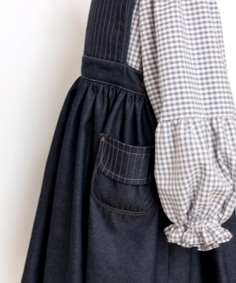 Indigo apron  one-piece