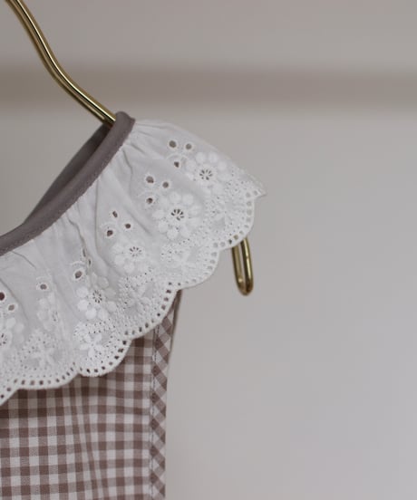 gingham check⚚apron one-piece