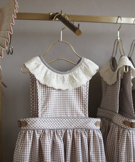 gingham check⚚apron one-piece