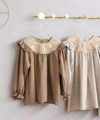 Embroidery round yoke  one-piece