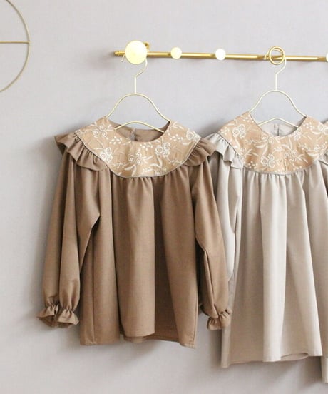 Embroidery round yoke  one-piece
