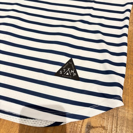 【STAMP RUN&CO】STAMP WIDE TEE (WHITE／NAVY BORDER)
