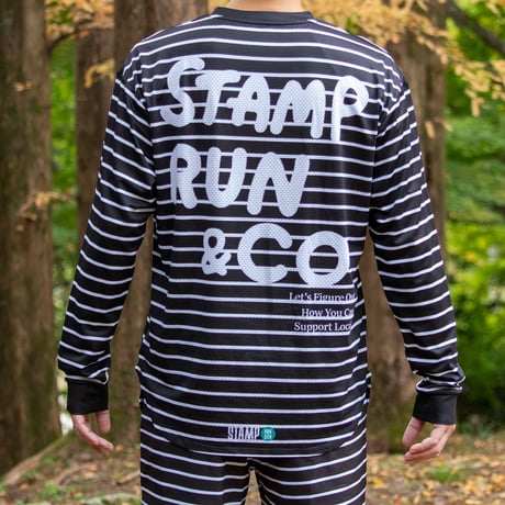 【STAMP RUN&CO】STAMP LONG SLEEVE TEE (BORDER -BLACK&WHITE-)