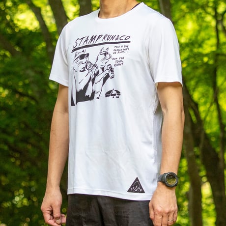 【STAMP RUN&CO】GRAPHIC RUN TEE -TWO CATS (WHITE)-
