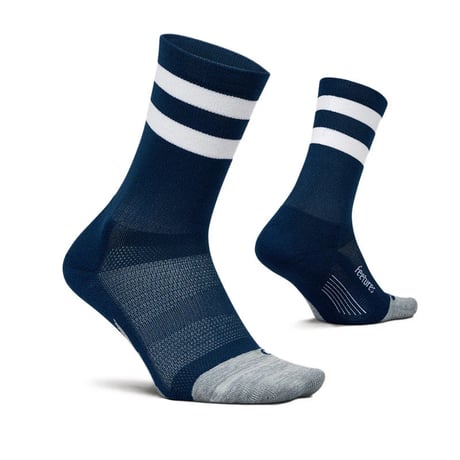 【Feetures】ELITE LIGHT CUSHION MINI CREW NavyHighTopStripe