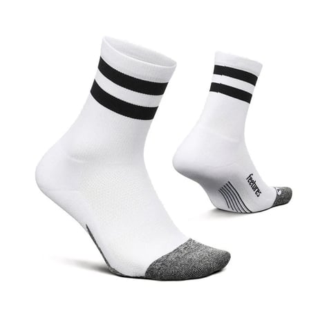 【Feetures】ELITE LIGHT CUSHION MINI CREW WhiteHighTopStripe