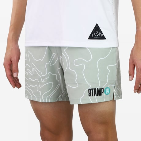 【STAMP RUN&CO】3 POCKET SHORTS CONTOUR LINE (PASTEL GRAY)