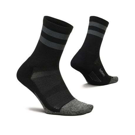 【Feetures】ELITE LIGHT CUSHION MINI CREW BlackGrayHighTopStripe
