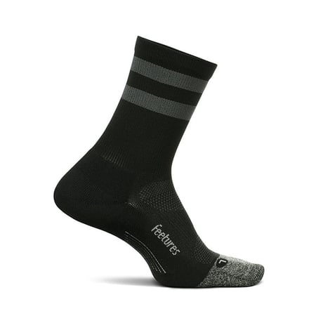 【Feetures】ELITE LIGHT CUSHION MINI CREW BlackGrayHighTopStripe