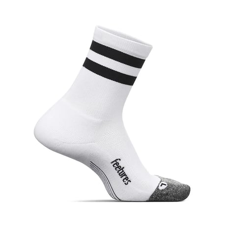 【Feetures】ELITE LIGHT CUSHION MINI CREW WhiteHighTopStripe