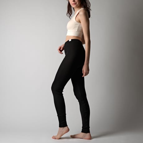 SILK RIB LEGGINGS【BLACK】Size M-L