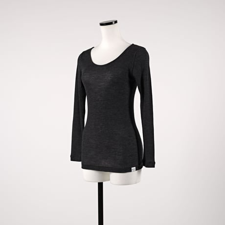 WOOL RIB LONG SLEEVE【CHARCOAL】Size M-L