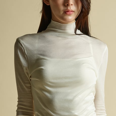 SILK-VEIL HIGH-NECK【IVORY】Size M-L