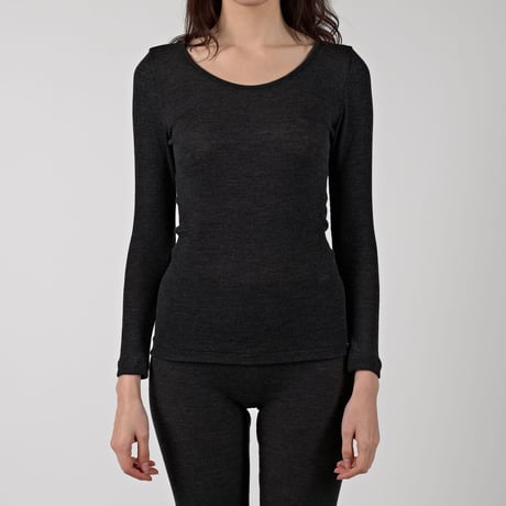 WOOL RIB LONG SLEEVE【CHARCOAL】Size M-L
