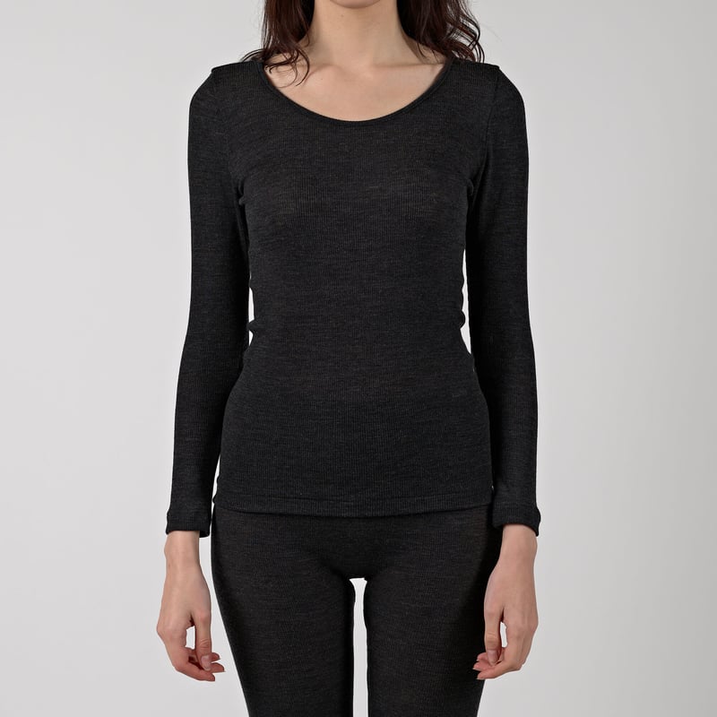 WOOL RIB LONG SLEEVE【CHARCOAL】 | lesbutte WOOL RIB LONG SLEEVE【CHARCOAL】 | lesbutte