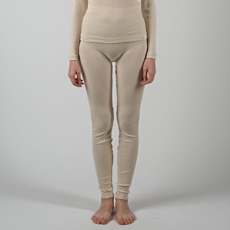 SUVIN GOLD COTTON RIB LEGGINGS【ECRU】Size M-L