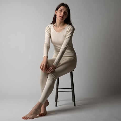 SILK RIB LONG SLEEVE【IVORY】Size M-L