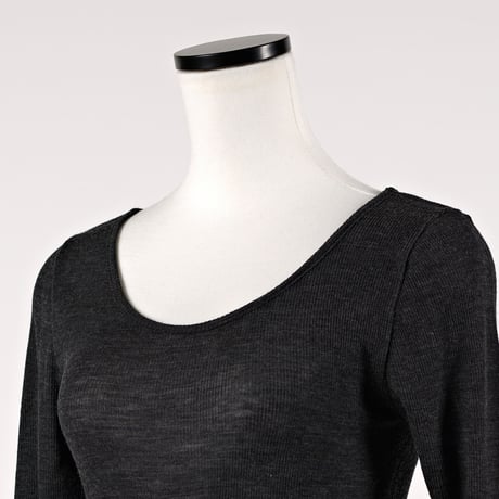 WOOL RIB LONG SLEEVE【CHARCOAL】Size M-L