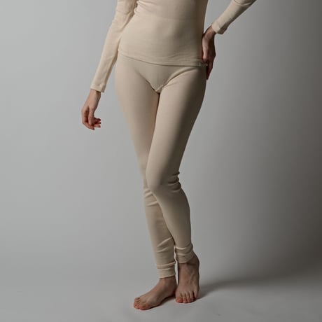 SUVIN GOLD COTTON RIB LEGGINGS【ECRU】Size M-L
