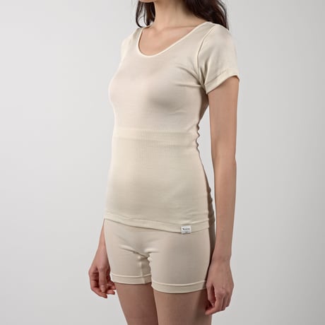 SILK RIB FRENCH SLEEVE【IVORY】Size M-L