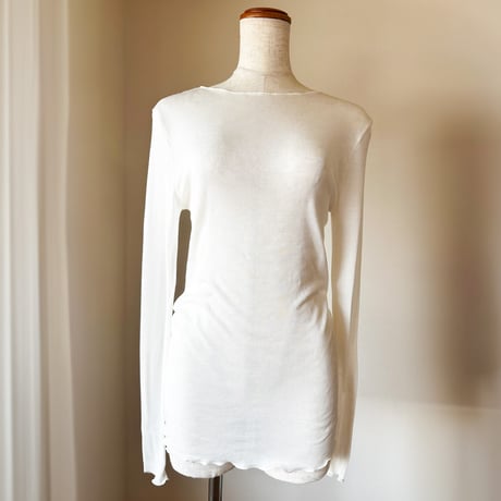 SILK-VEIL BOAT-NECK【IVORY】Size M-L