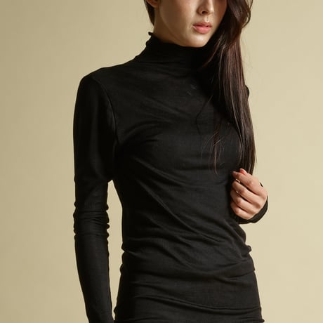 SILK-VEIL HIGH-NECK【BLACK】Size M-L