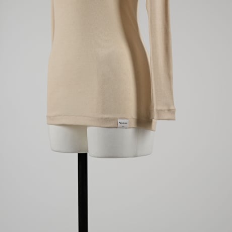 SUVIN GOLD COTTON RIB LONG SLEEVE【ECRU】Size M-L