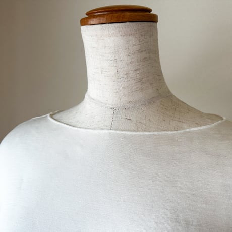 SILK-VEIL BOAT-NECK【IVORY】Size M-L