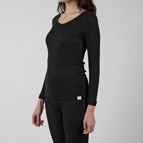 WOOL RIB LONG SLEEVE【CHARCOAL】Size M-L