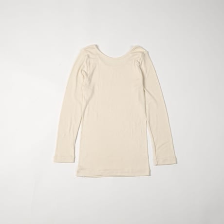 SILK RIB LONG SLEEVE【IVORY】Size M-L