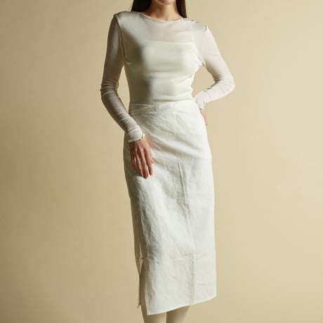 SILK-VEIL BOAT-NECK【IVORY】Size M-L