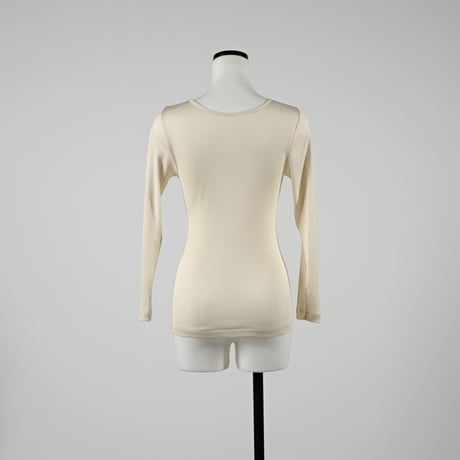 SILK RIB LONG SLEEVE【IVORY】Size M-L