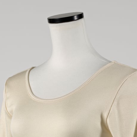 SILK RIB LONG SLEEVE【IVORY】Size M-L