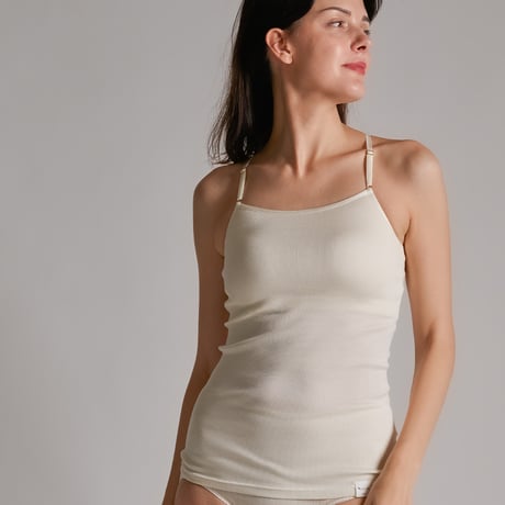 SILK RIB BRA-CAMISOLE 【IVORY】Size L