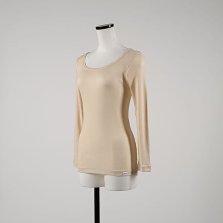 SUVIN GOLD COTTON RIB LONG SLEEVE【ECRU】Size M-L