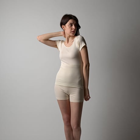 SILK RIB FRENCH SLEEVE【IVORY】Size M-L