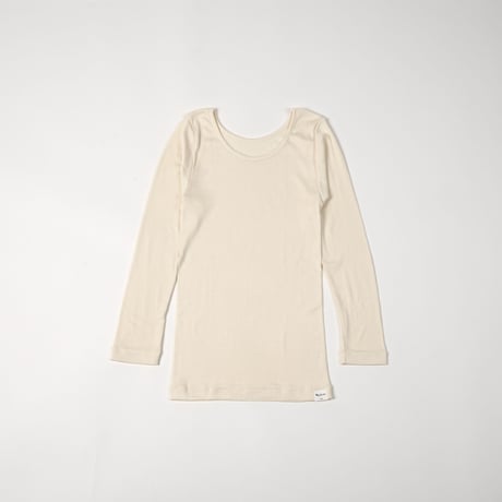 SILK RIB LONG SLEEVE【IVORY】Size M-L