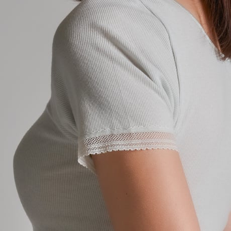 AIRY-COTTON-RIB SHORT-SLEEVE【LIGHT GRAY】