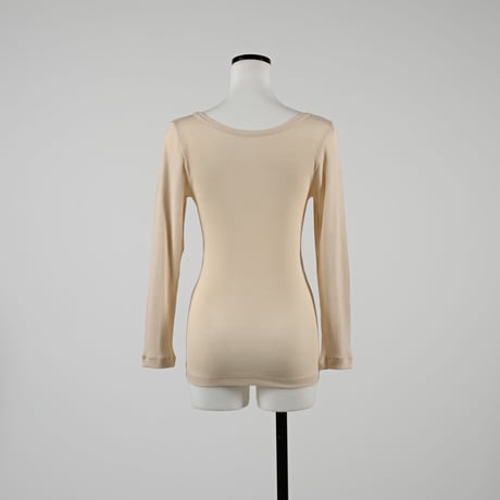 SUVIN GOLD COTTON RIB LONG SLEEVE【ECRU】Size M-L