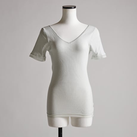 AIRY-COTTON-RIB SHORT-SLEEVE【LIGHT GRAY】